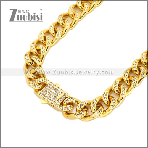 13mm Iced Out Hiphop Stainless Steel Miami Cuban Link Chain Necklace n003652G