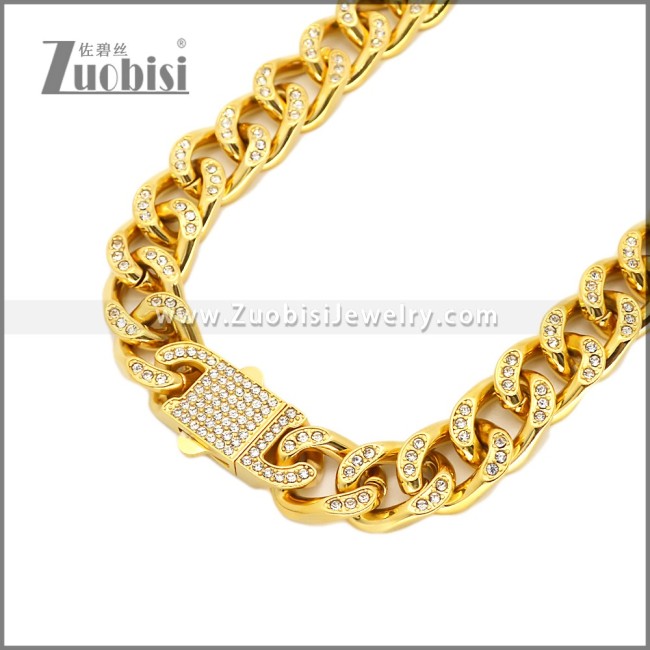 13mm Iced Out Hiphop Stainless Steel Miami Cuban Link Chain Necklace n003652G