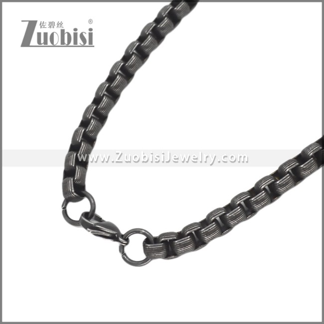 7mm Oxidized Stainless Steel Round Box Chain Necklace n003658