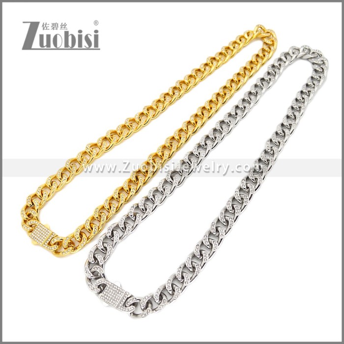 13mm Iced Out Hiphop Stainless Steel Miami Cuban Link Chain Necklace n003652G