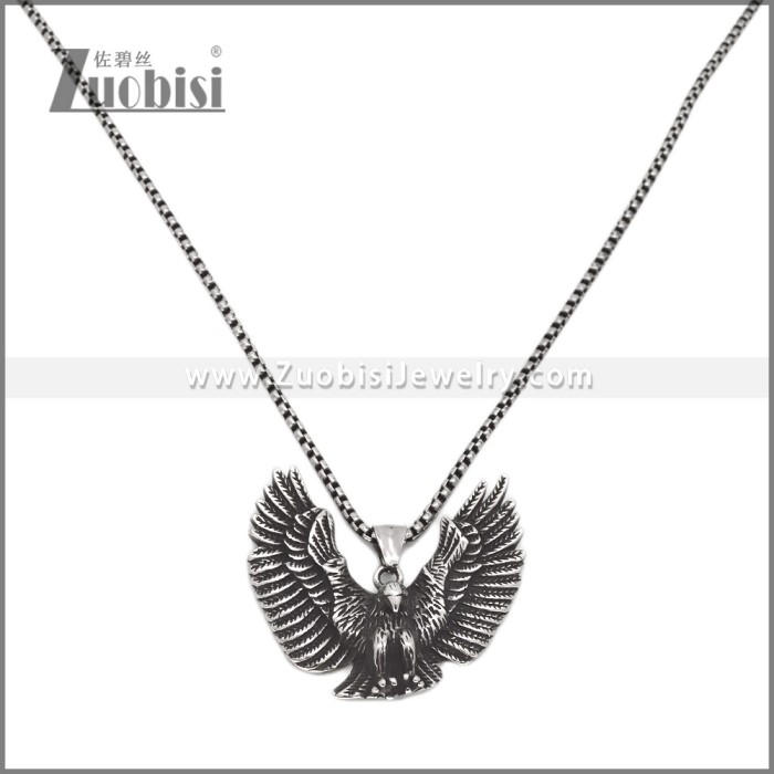 Vintage Silver Stainless Steel Crow Pendant p012823