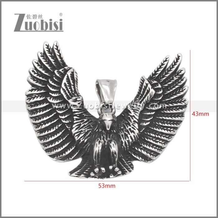 Vintage Silver Stainless Steel Crow Pendant p012823