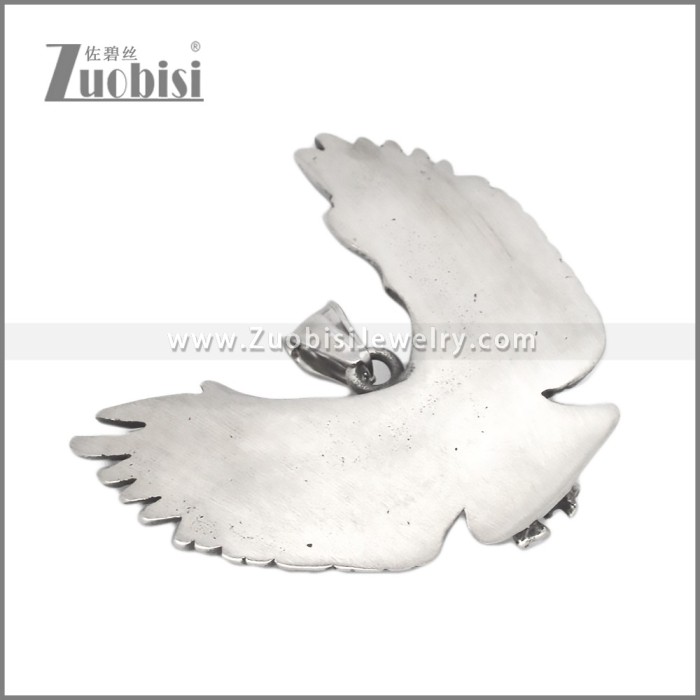 Vintage Silver Stainless Steel Crow Pendant p012823