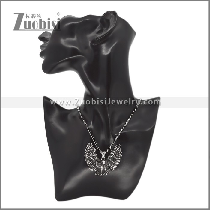 Vintage Silver Stainless Steel Crow Pendant p012823