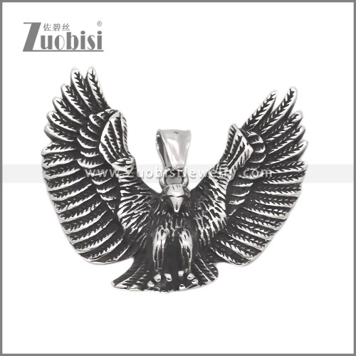 Vintage Silver Stainless Steel Crow Pendant p012823