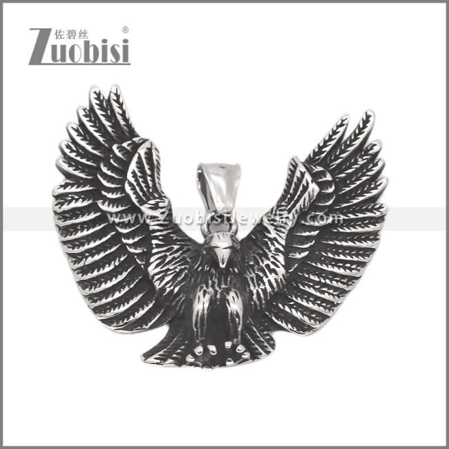 Vintage Silver Stainless Steel Crow Pendant p012823