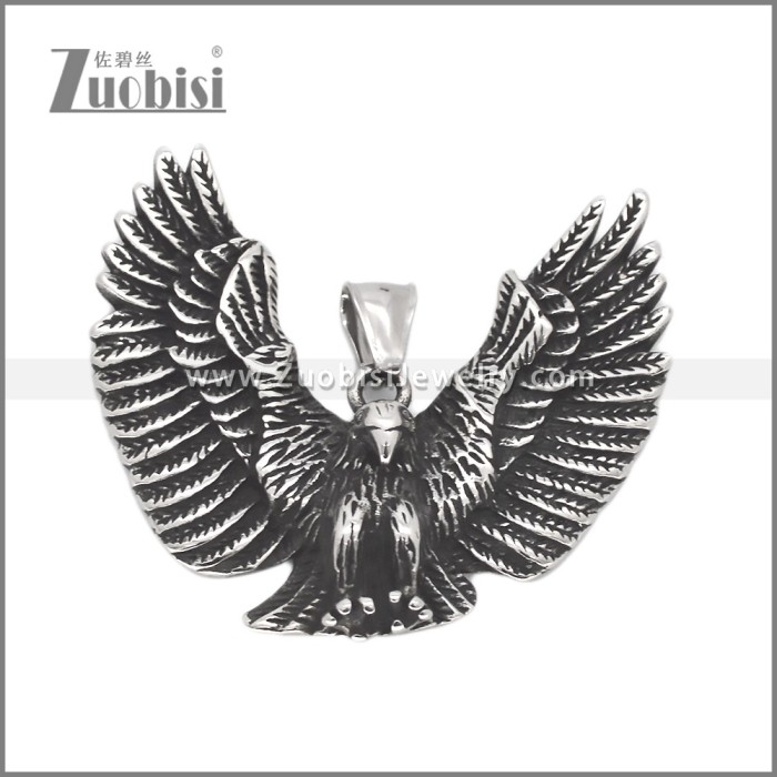 Vintage Silver Stainless Steel Crow Pendant p012823