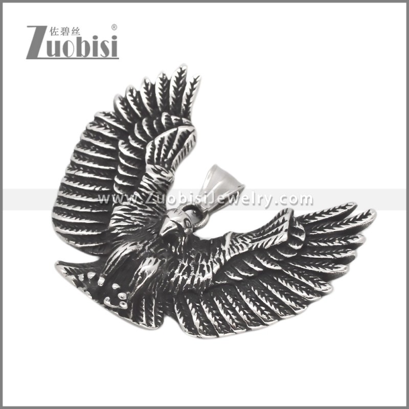 Vintage Silver Stainless Steel Crow Pendant p012823
