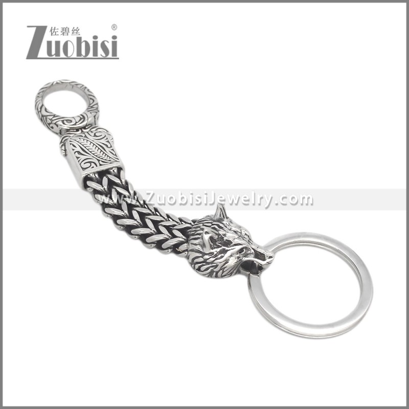 Stainless Steel Wolf Key Chain k000086