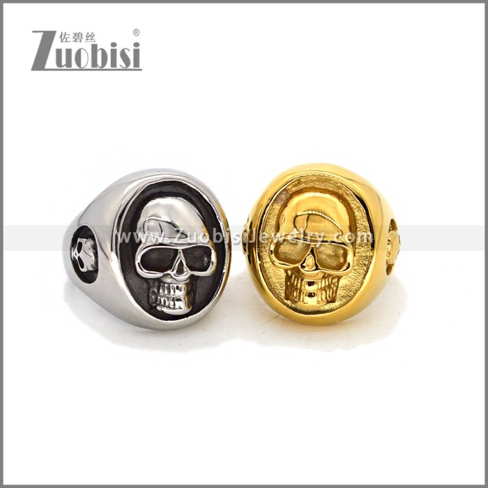 Gothic Stainless Steel Skull Rings for Men R010441S