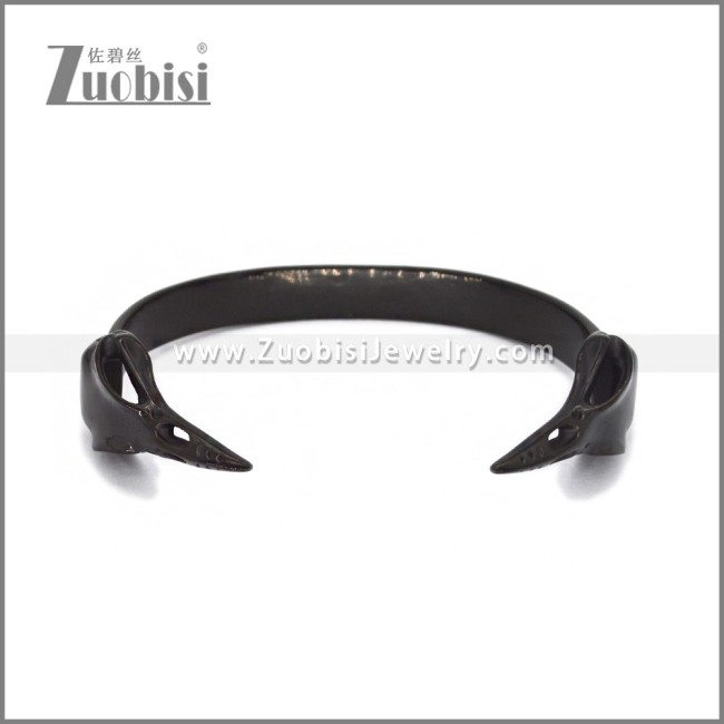 Black Stainless Steel Two Raven Heads Bangle b010941H