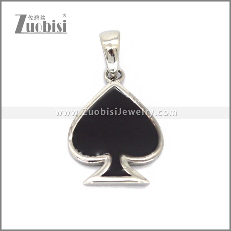 Black Epoxy Stainless Steel Spade Jewels Pendant p012892S