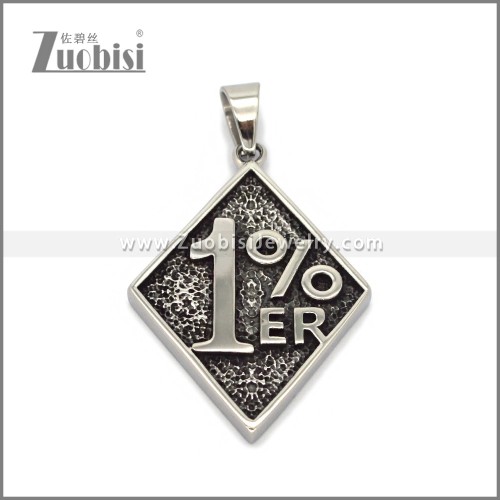 1%ER Stainless Steel Diamond-shaped Pendant p012903S