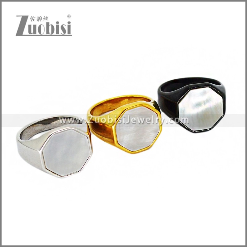 Stainless Steel Stone Ring r010672S