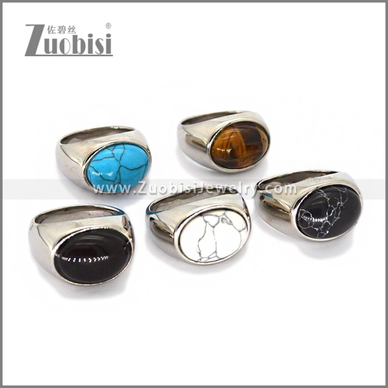 Stainless Steel Stone Ring r010673S4