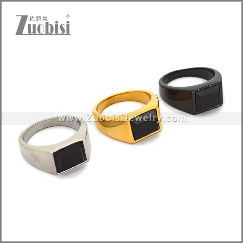Stainless Steel Stone Ring r010668S