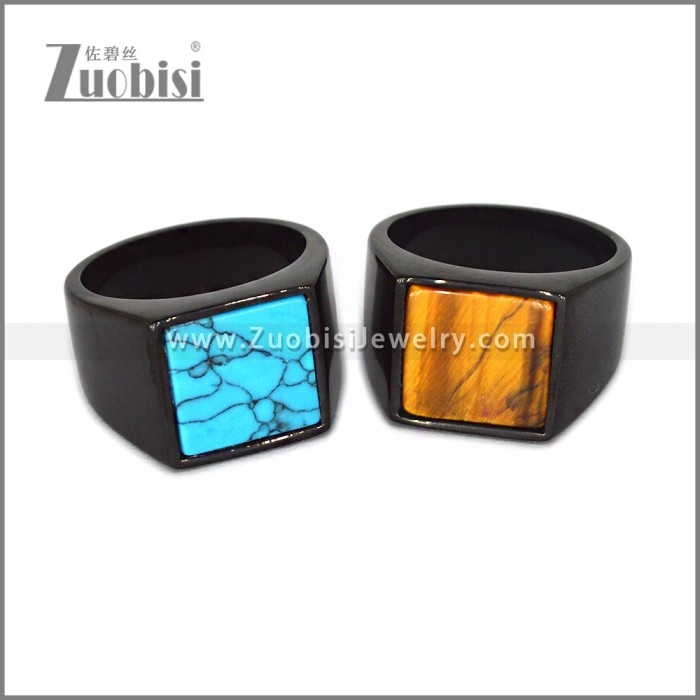 Stainless Steel Stone Ring r010674H2