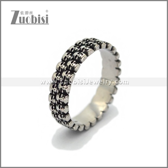 Stainless Steel Vintage Gothic Double Row Skull Eternity Ring r010720S