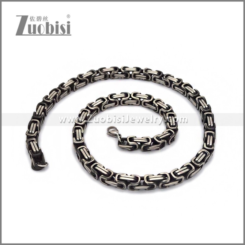 0.8CM Matte Silver Stainless Steel Byzantine Chain n003679M