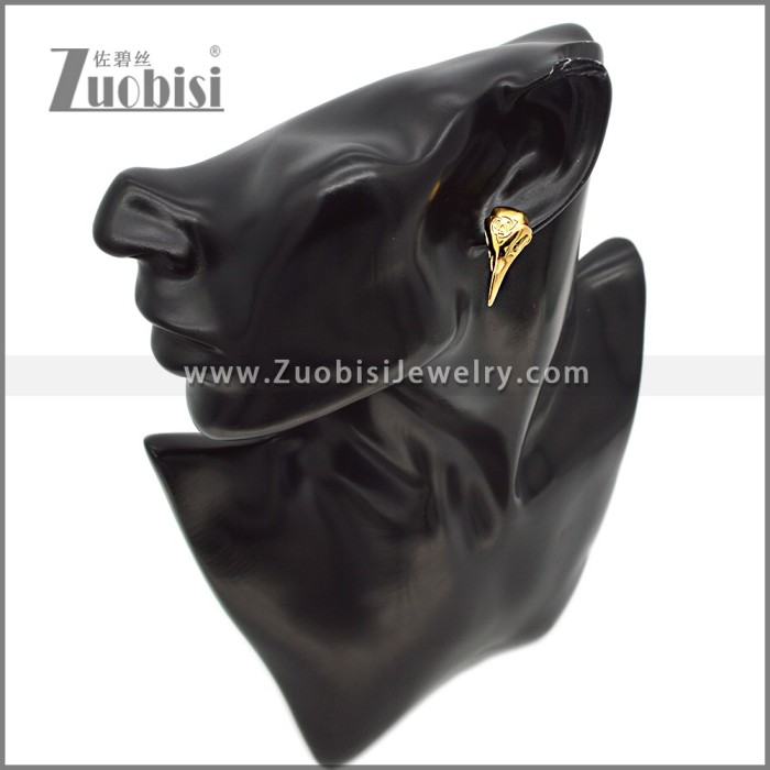 18K PVD Gold Plated Stainless Steel Raven Earring e002795G