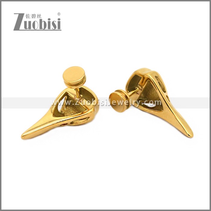 18K PVD Gold Plated Stainless Steel Raven Earring e002795G