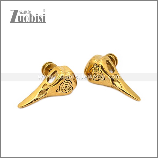 18K PVD Gold Plated Stainless Steel Raven Earring e002795G