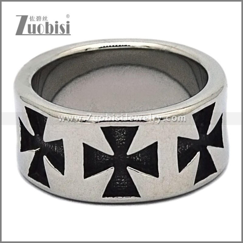 Male Stainless Steel Cross Bands Ring r010786S