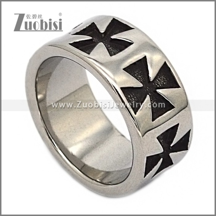 Male Stainless Steel Cross Bands Ring r010786S