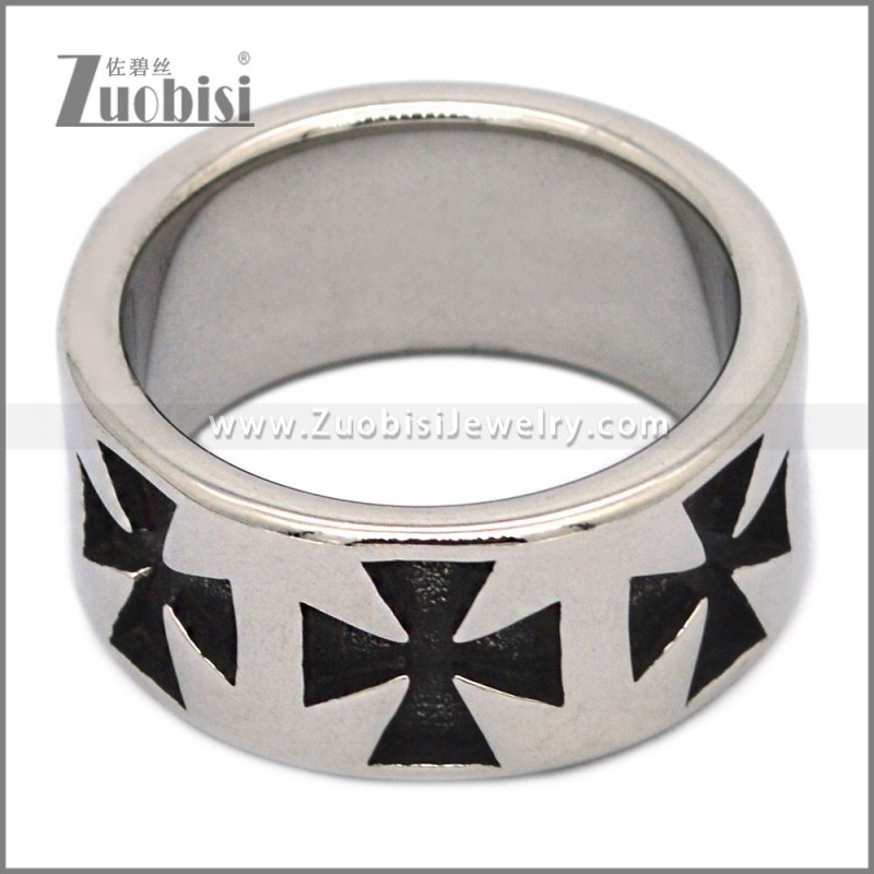 Male Stainless Steel Cross Bands Ring r010786S