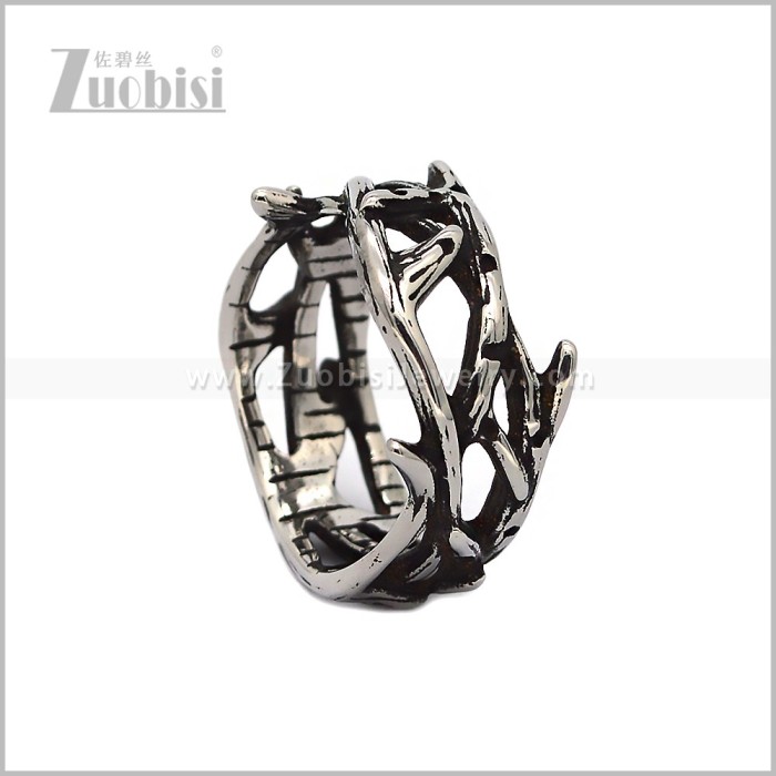 Stainless Steel Torn Crown Ring r010853S