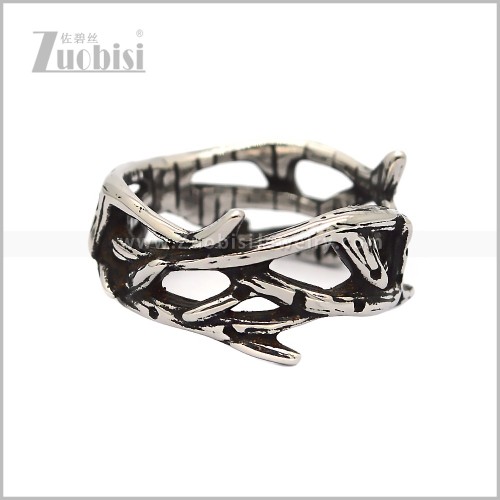 Stainless Steel Torn Crown Ring r010853S