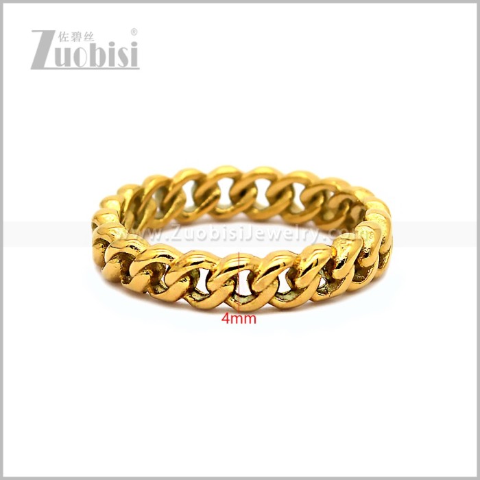 18k Gold Stainless Steel Jewelry Ring r010878G