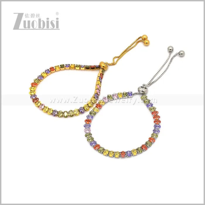Bling Colorful Cubic Zircons Inlay Stainless Steel Female Tennis Bracelets