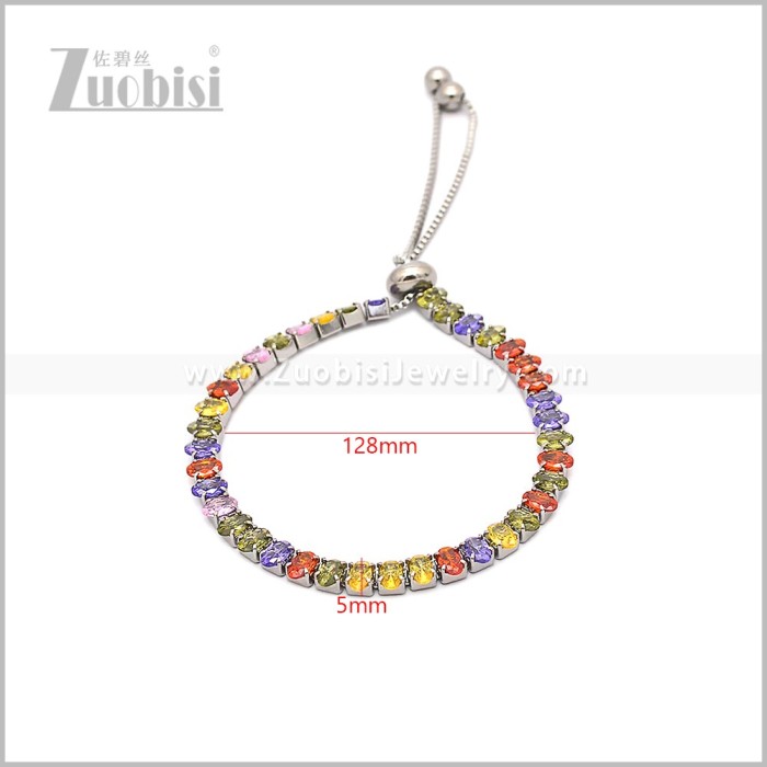 Bling Colorful Cubic Zircons Inlay Stainless Steel Female Tennis Bracelets b010969S