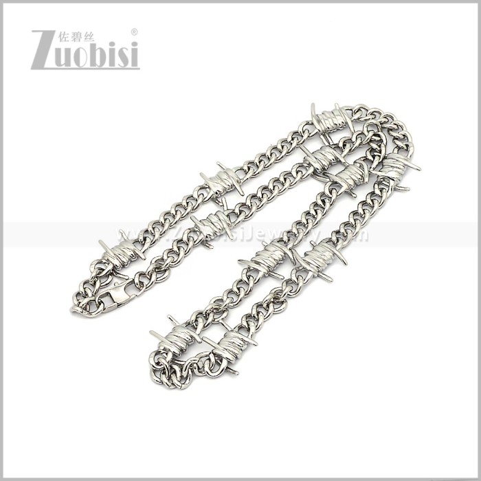 7MM Wide Hip Hop Barbed Wire Necklace n003702S
