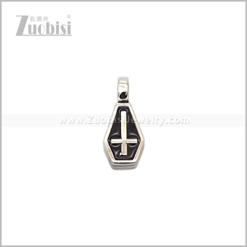 Black Oil Drop Stainless Steel Cross Pendant p013158S3
