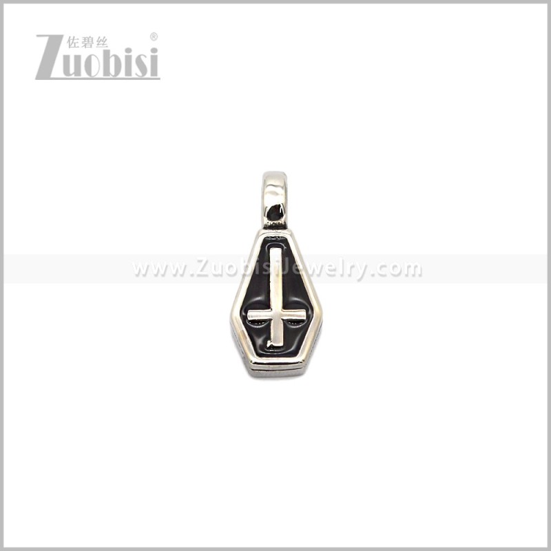 Black Oil Drop Stainless Steel Cross Pendant p013158S3