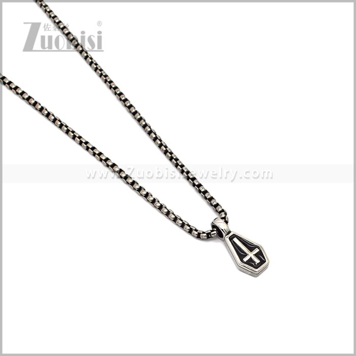 Black Oil Drop Stainless Steel Cross Pendant p013158S3