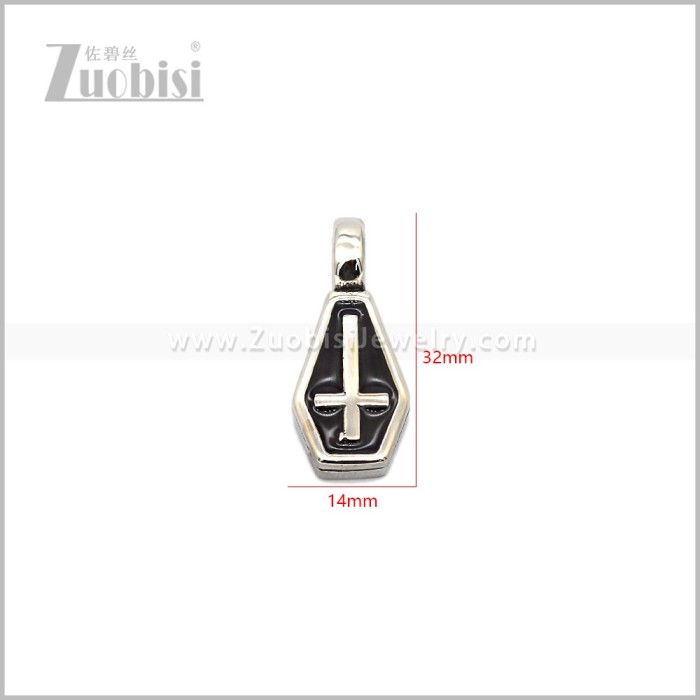 Black Oil Drop Stainless Steel Cross Pendant p013158S3