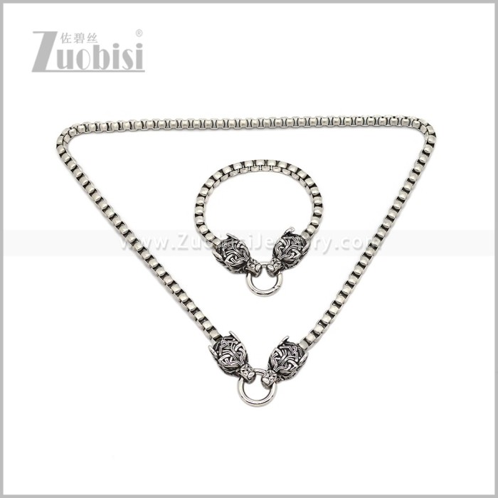 Stainless Steel Necklace and Bracelet Set s003149S