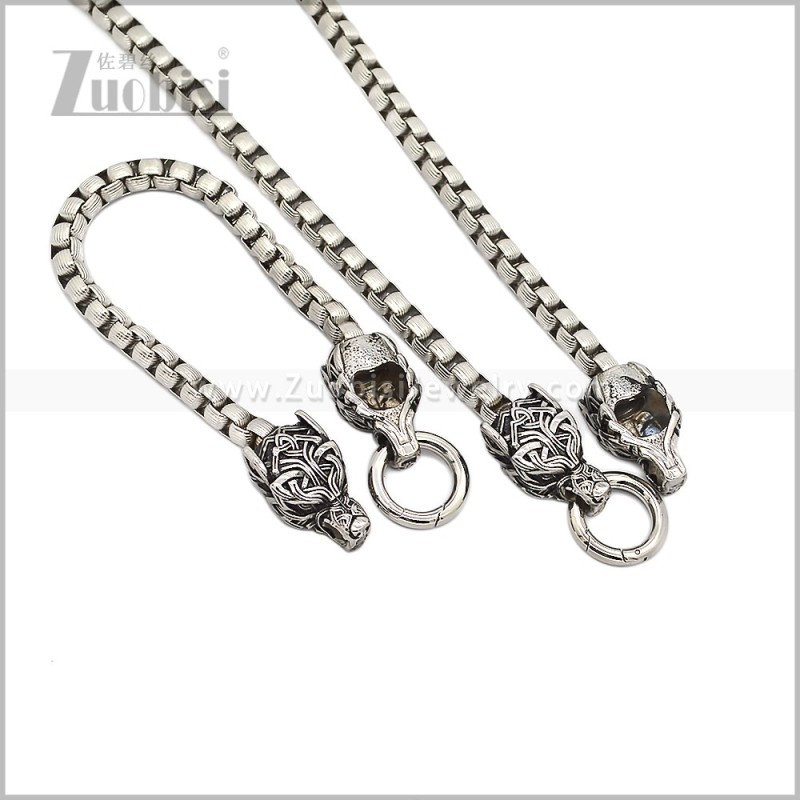 Stainless Steel Necklace and Bracelet Set s003149S