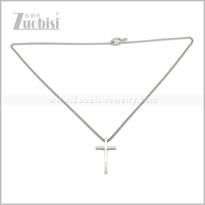 Stainless Steel Cross Pendant Necklace n003729S