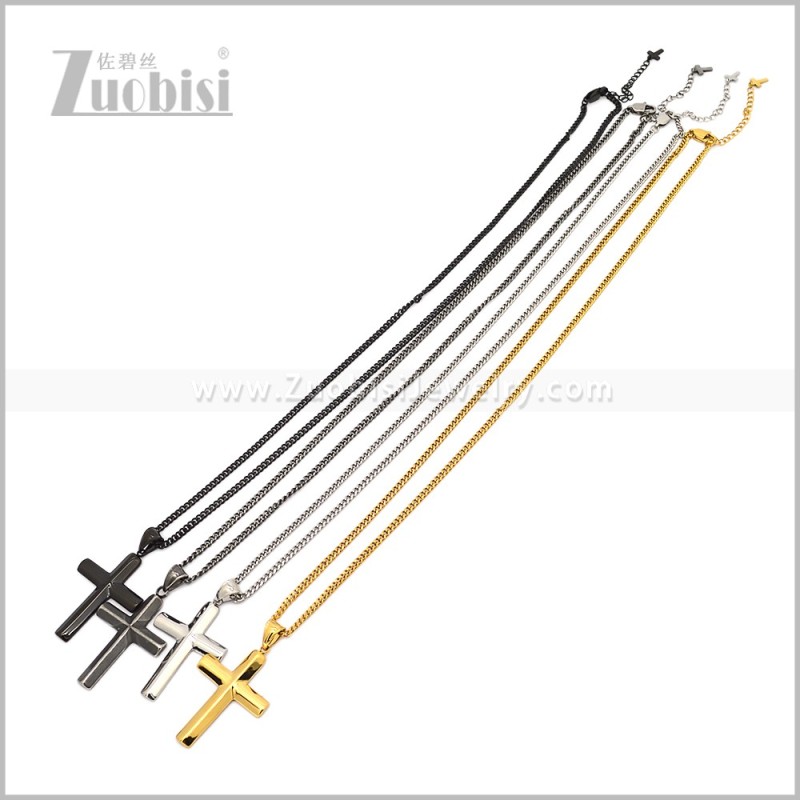 Stainless Steel Cross Necklace for Men n003728S2