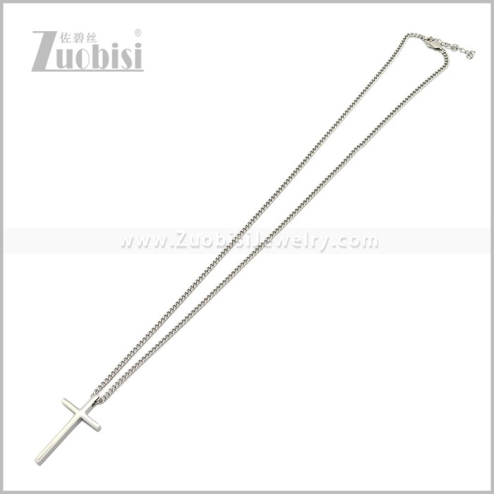 Stainless Steel Cross Pendant Necklace n003729S