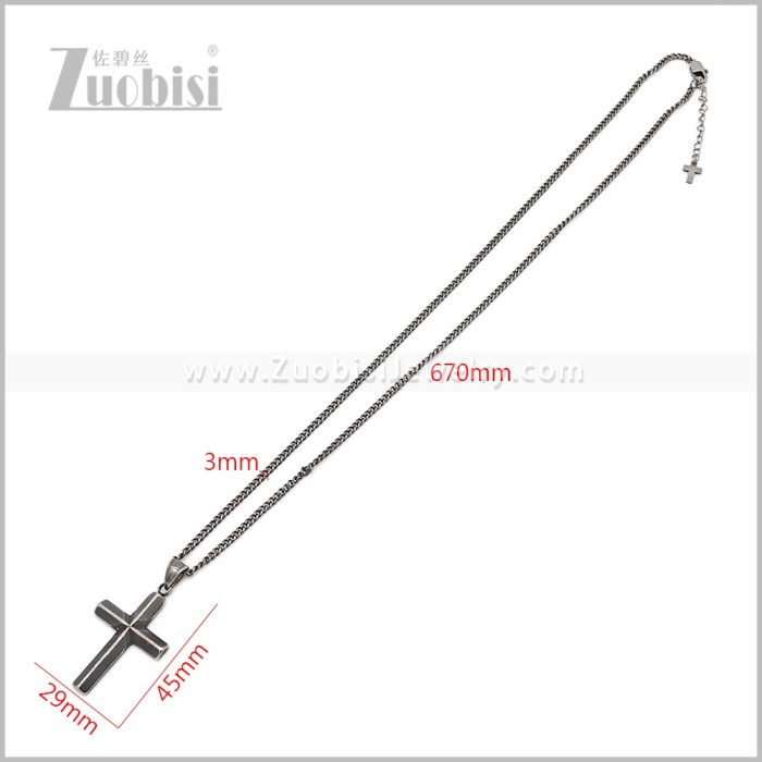 Stainless Steel Cross Necklace for Men n003728S2