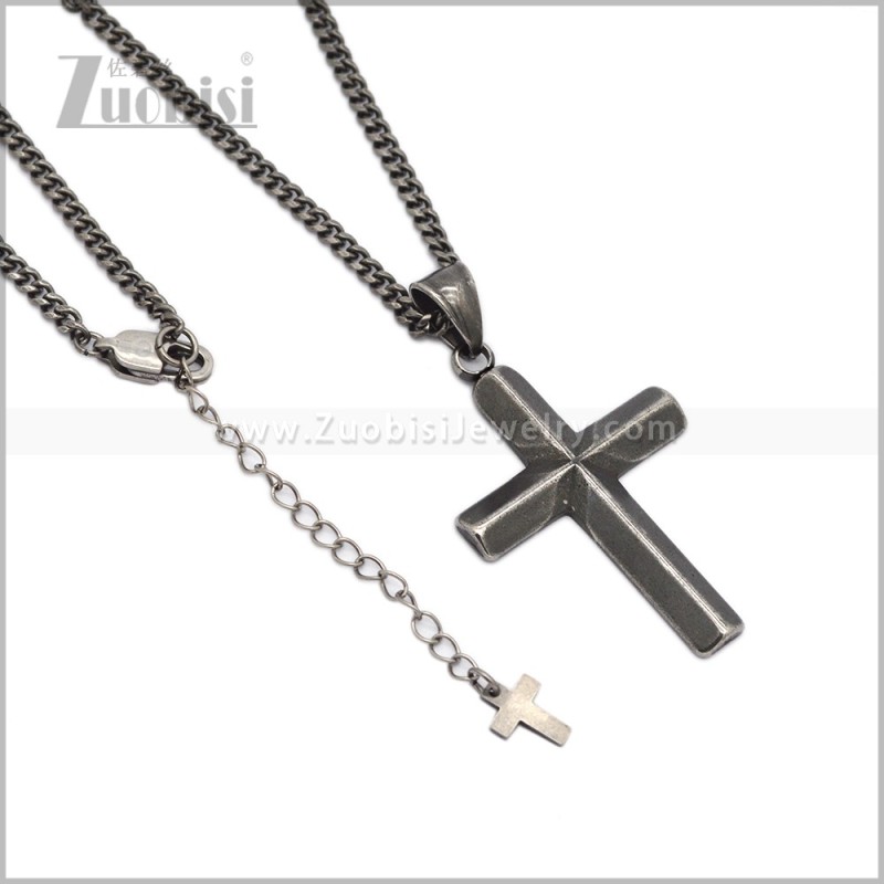 Stainless Steel Cross Necklace for Men n003728S2