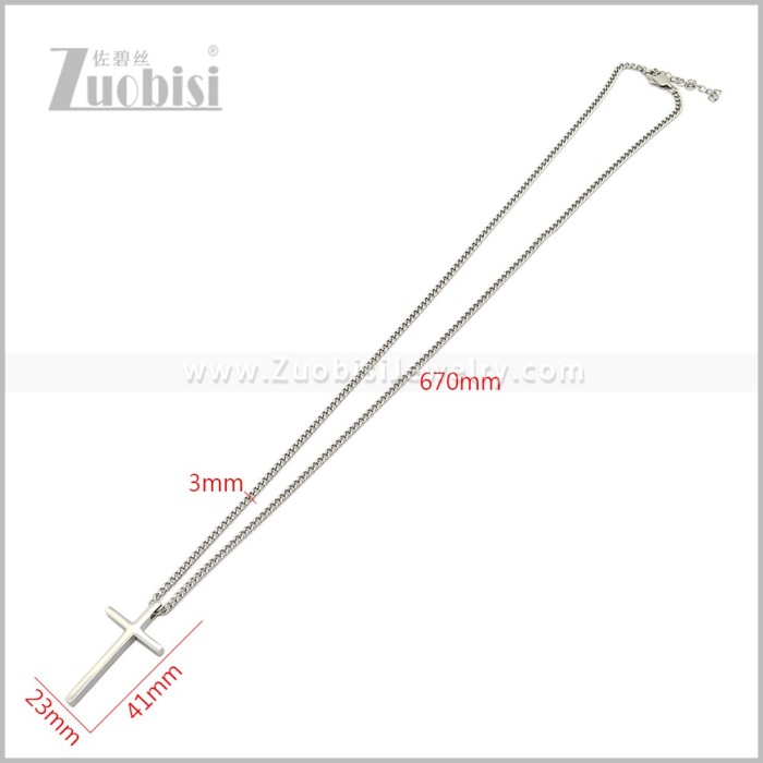 Stainless Steel Cross Pendant Necklace n003729S