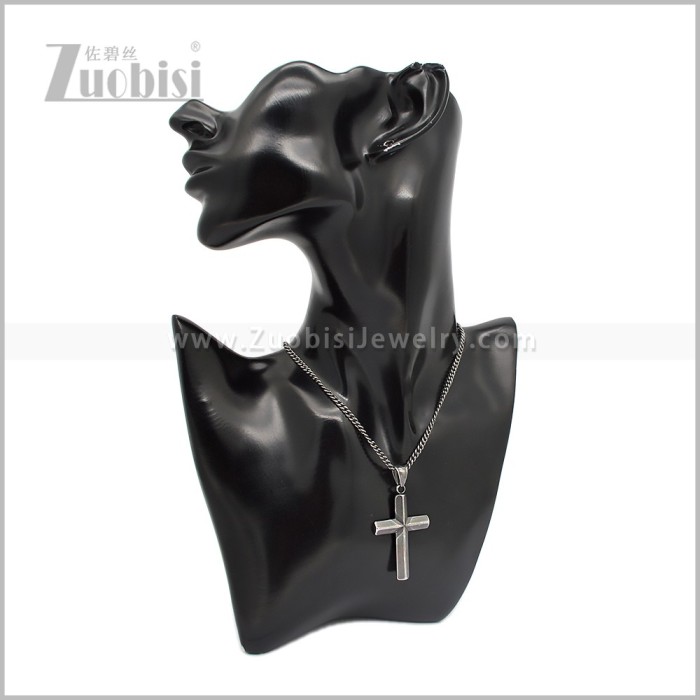 Stainless Steel Cross Necklace for Men n003728S2
