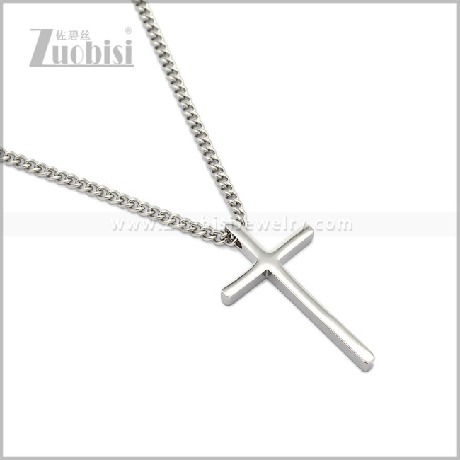 Stainless Steel Cross Pendant Necklace n003729S