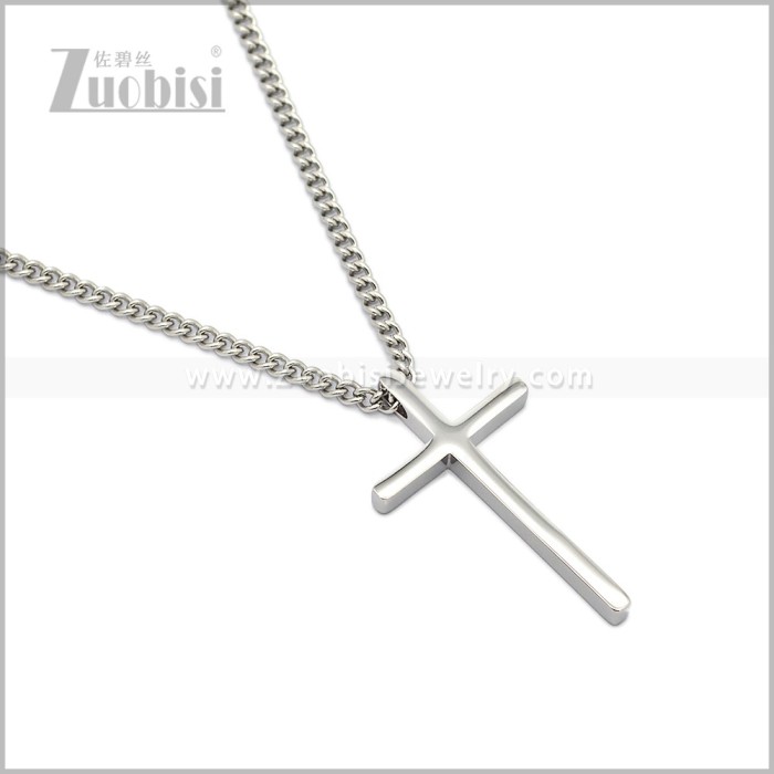 Stainless Steel Cross Pendant Necklace n003729S